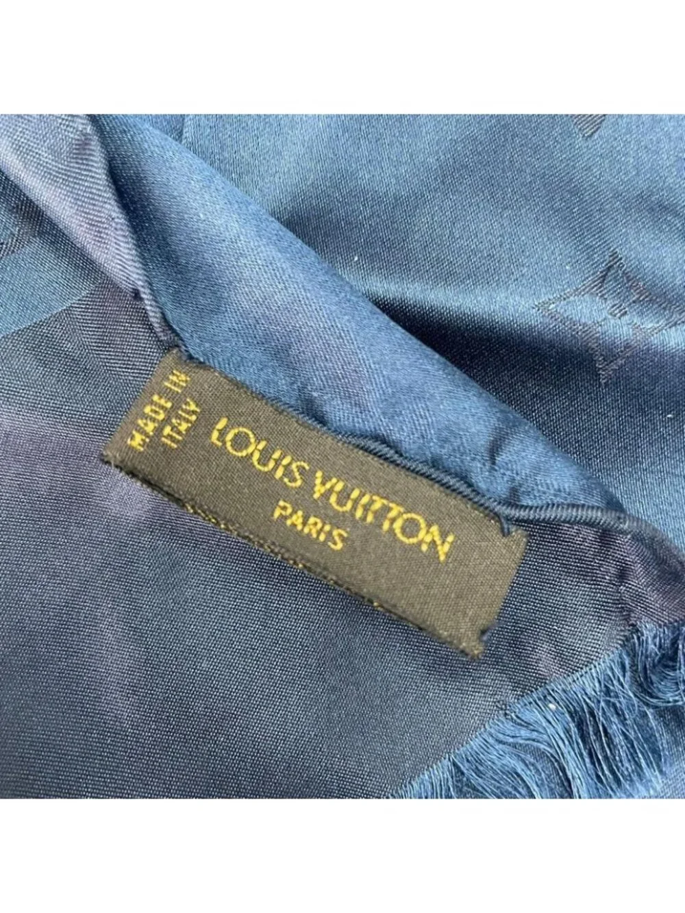 Louis Vuitton Silk Scarf Monogram Navy - Picture 4 of 4